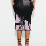 Saia Midi Estampada Blur