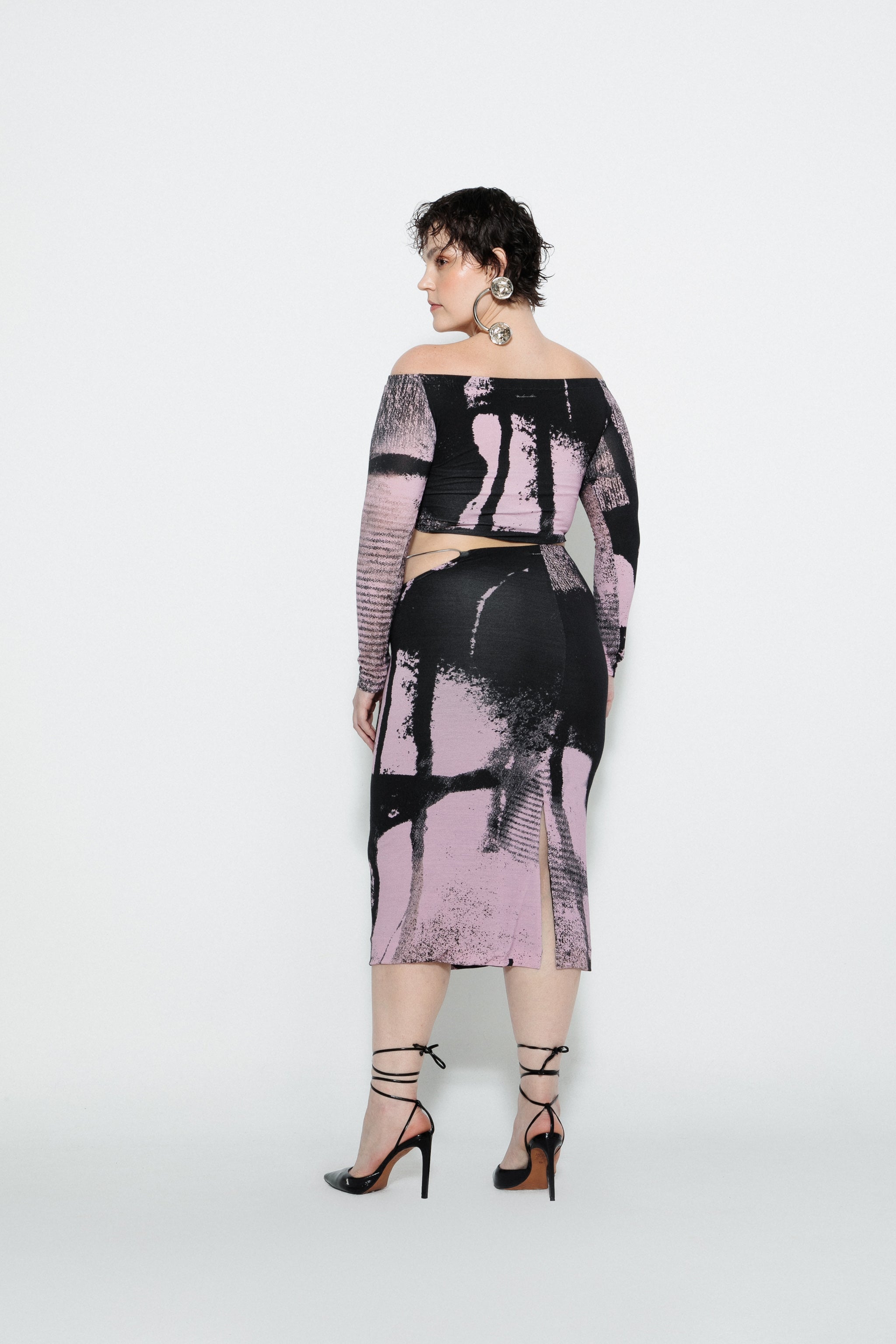 Saia Midi Estampada Blur