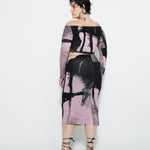 Saia Midi Estampada Blur