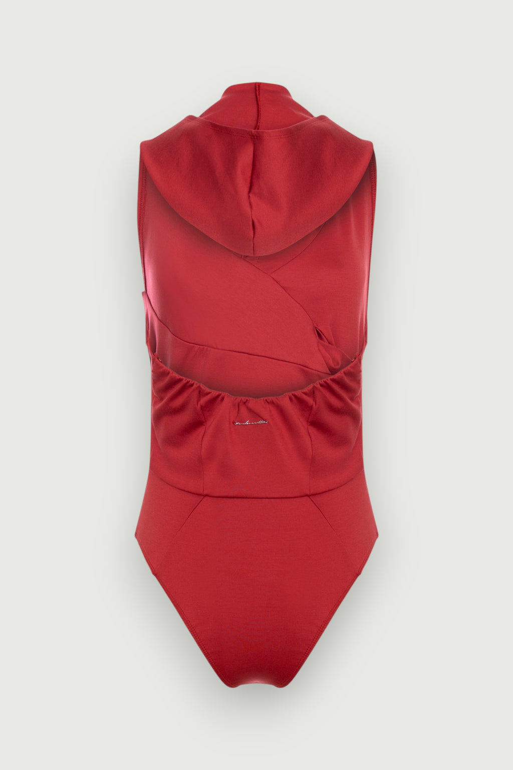 Body Capuz Drapeado Vermelho Karoline Vitto, vista traseira
