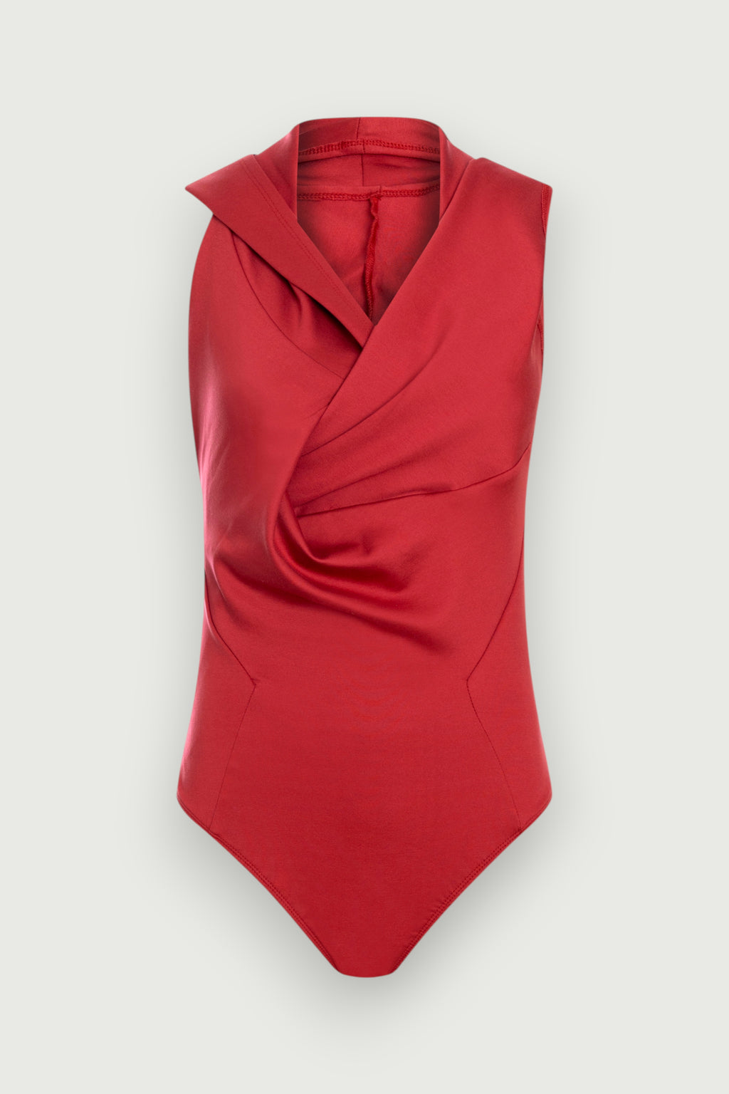 Body Capuz Drapeado Vermelho Karoline Vitto, vista frontal