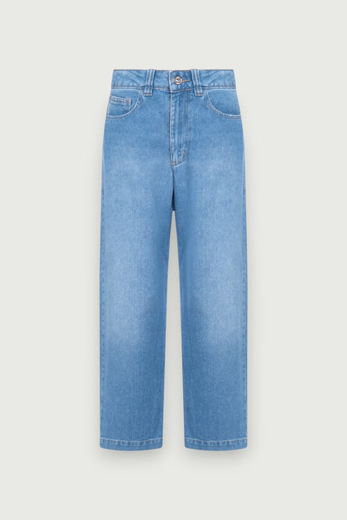 Calça Jeans Reta Cropped Karoline Vitto, vista frontal