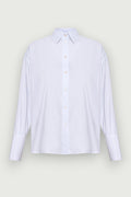 Camisa Oversized Split Costas Branca Karoline Vitto, vista frontal