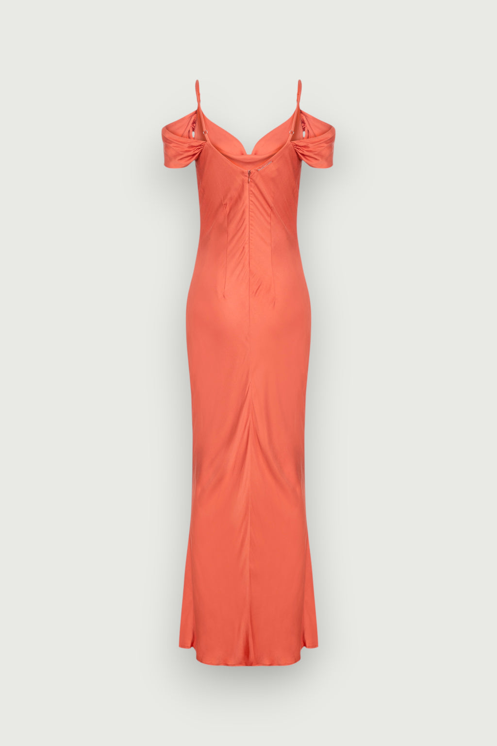 Vestido Enviesado Manguinhas Laranja Karoline Vitto, vista traseira