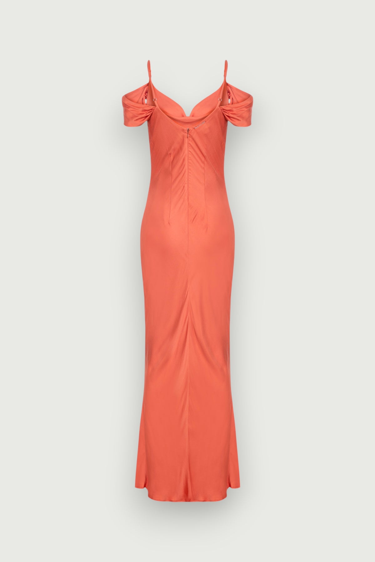 Vestido Enviesado Manguinhas Laranja Karoline Vitto, vista traseira