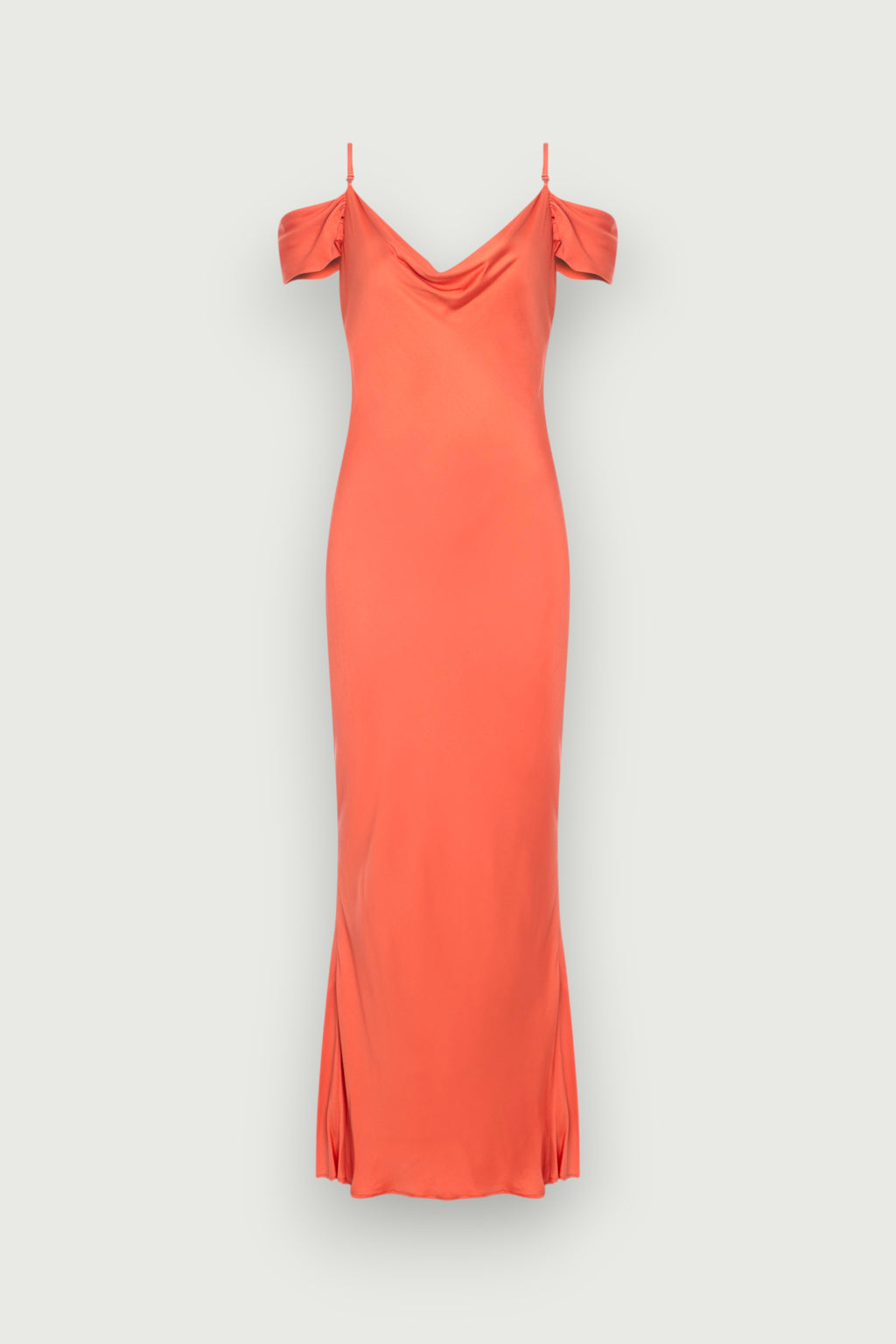 Vestido Enviesado Manguinhas Laranja Karoline Vitto, vista frontal
