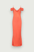 Vestido Enviesado Manguinhas Laranja Karoline Vitto, vista frontal