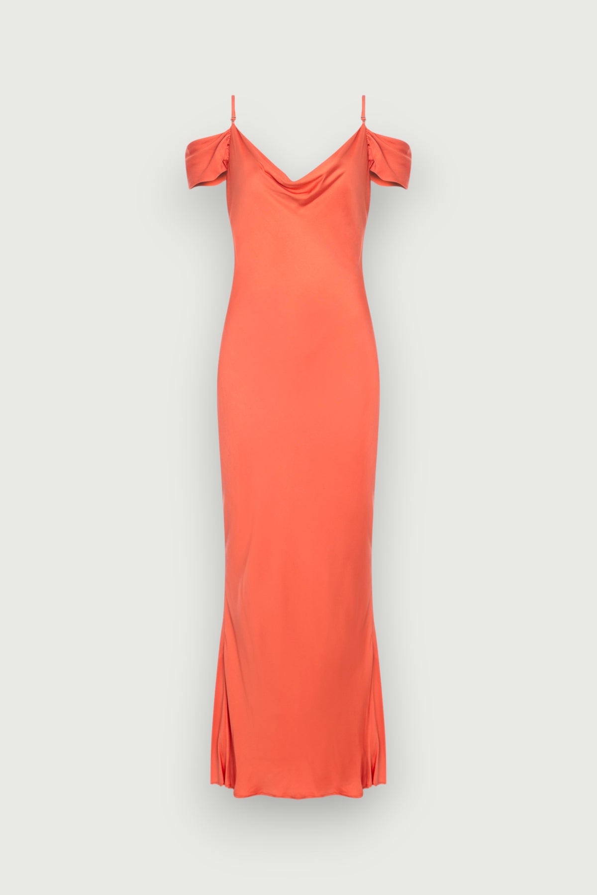 Vestido Enviesado Manguinhas Laranja Karoline Vitto, vista frontal