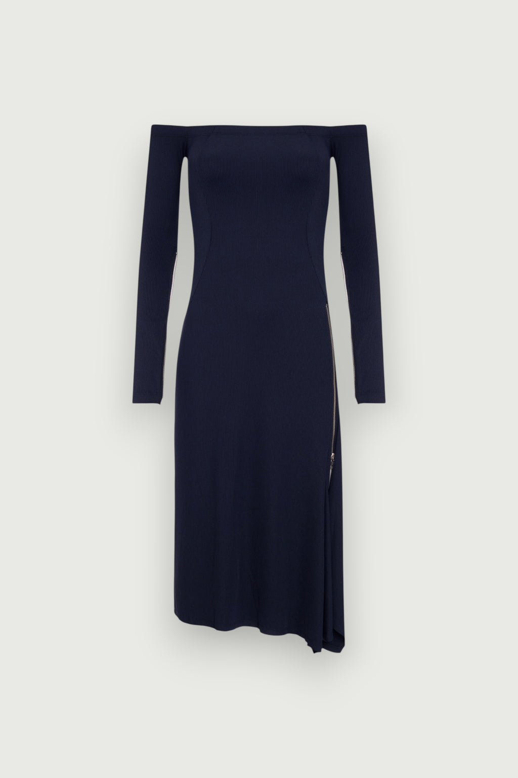 Vestido Midi Zíperes Preto Karoline Vitto, vista frontal