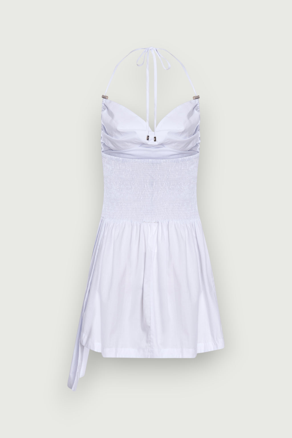 Vestido Mini Busto Drapeado Branco Karoline Vitto, vista traseira