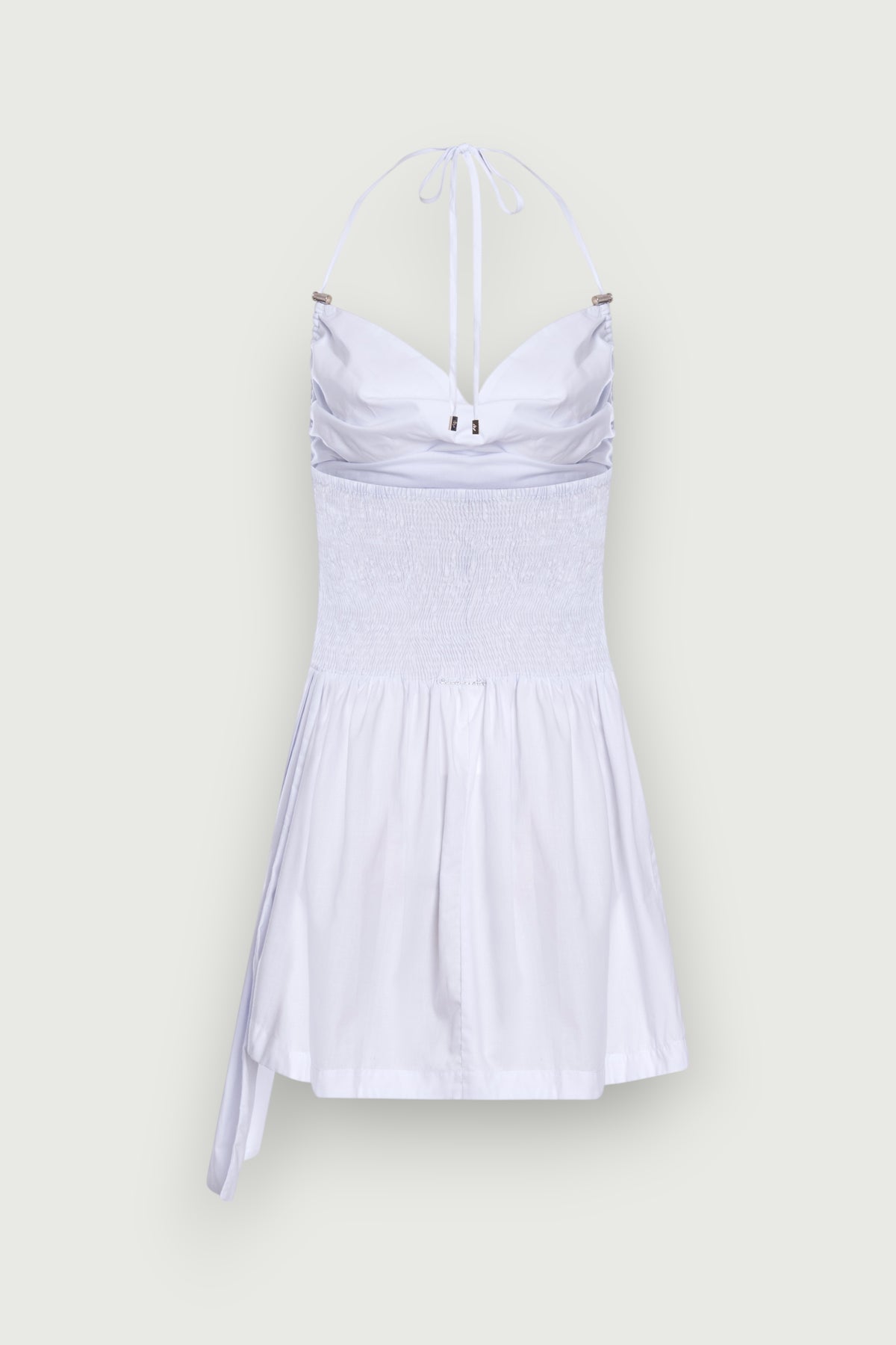 Vestido Mini Busto Drapeado Branco Karoline Vitto, vista traseira