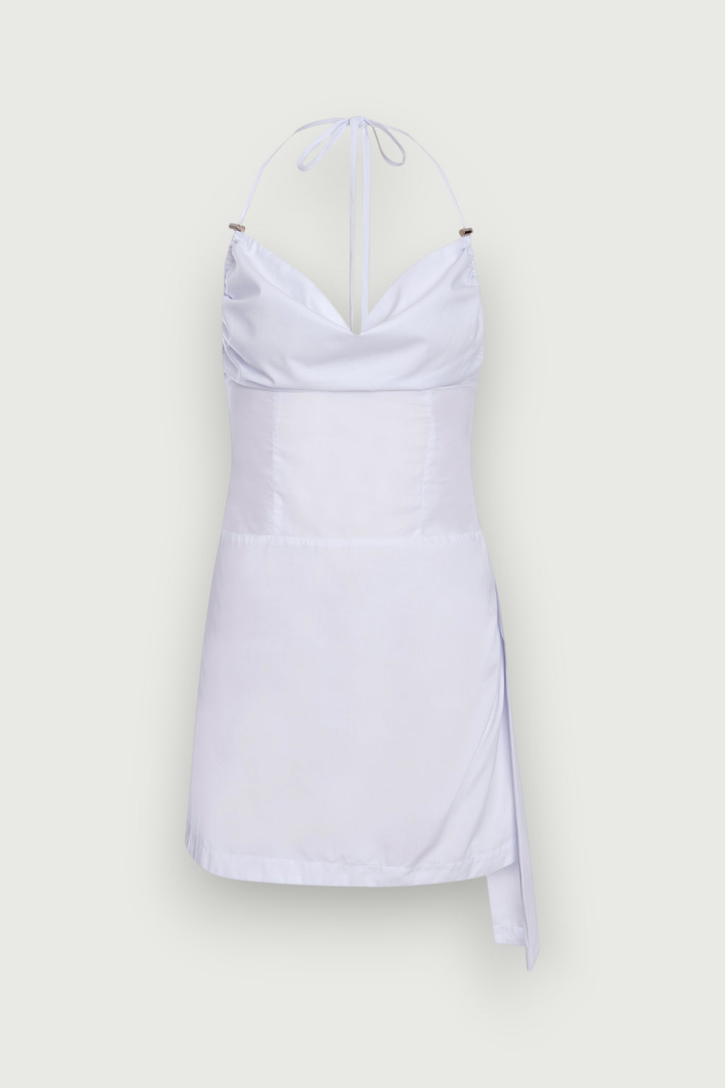Vestido Mini Busto Drapeado Branco Karoline Vitto, vista frontal
