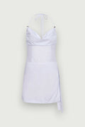 Vestido Mini Busto Drapeado Branco Karoline Vitto, vista frontal