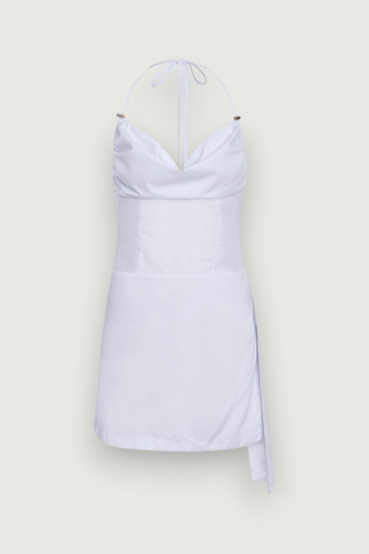 Vestido Mini Busto Drapeado Branco Karoline Vitto, vista frontal